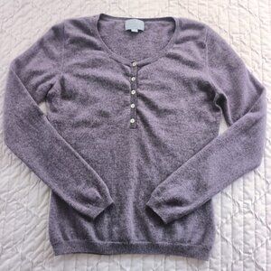 100% Cashmere Henley Sweater by PURE Collection 💜 Pale Lavender, Size US 4